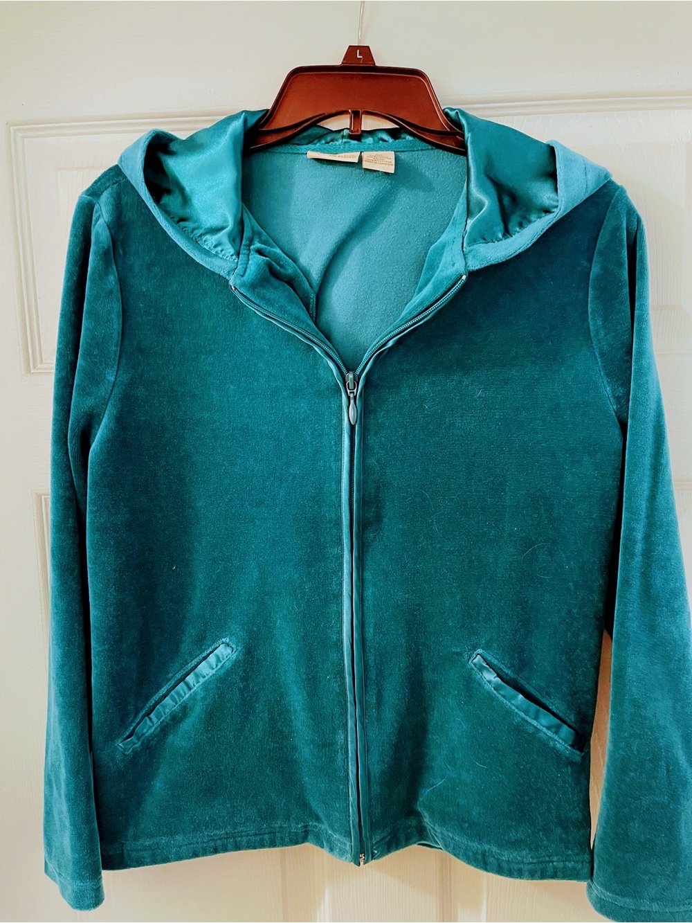 Teal Hoodie with full zipper and pockets